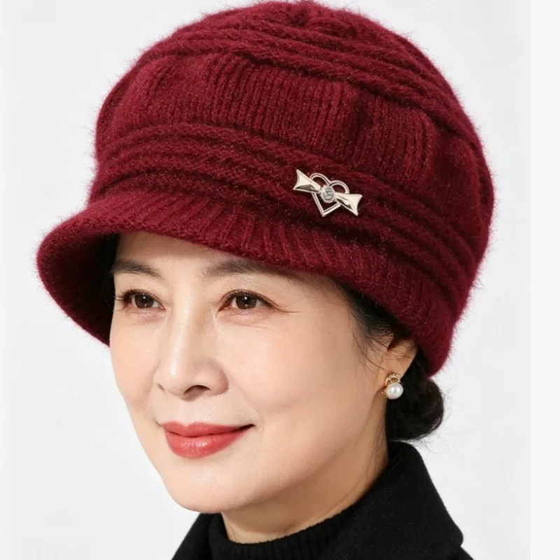 Cold Proof Wool Hat Women Fleece Hat Middle Aged Elderly Women Thermal Hat Mother Hat Old Hat Casual Warm Soft Cozy Winter