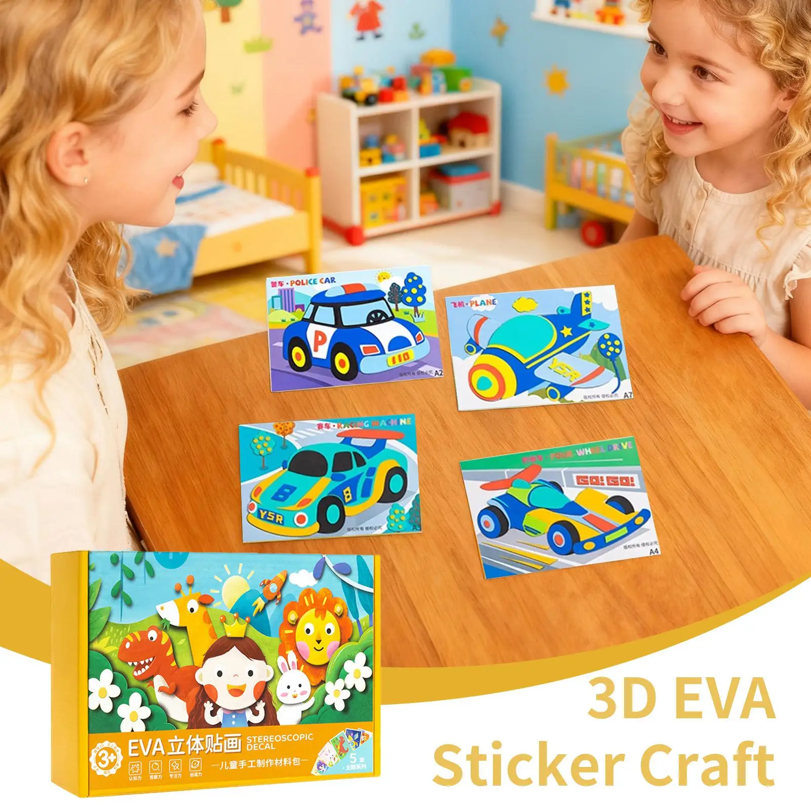 3D Animal Foam Stickers 12 Pieces Fun Cartoon Learning Toys Foam Sticker Puzzle Game For Desktop Christmas Art-Project School