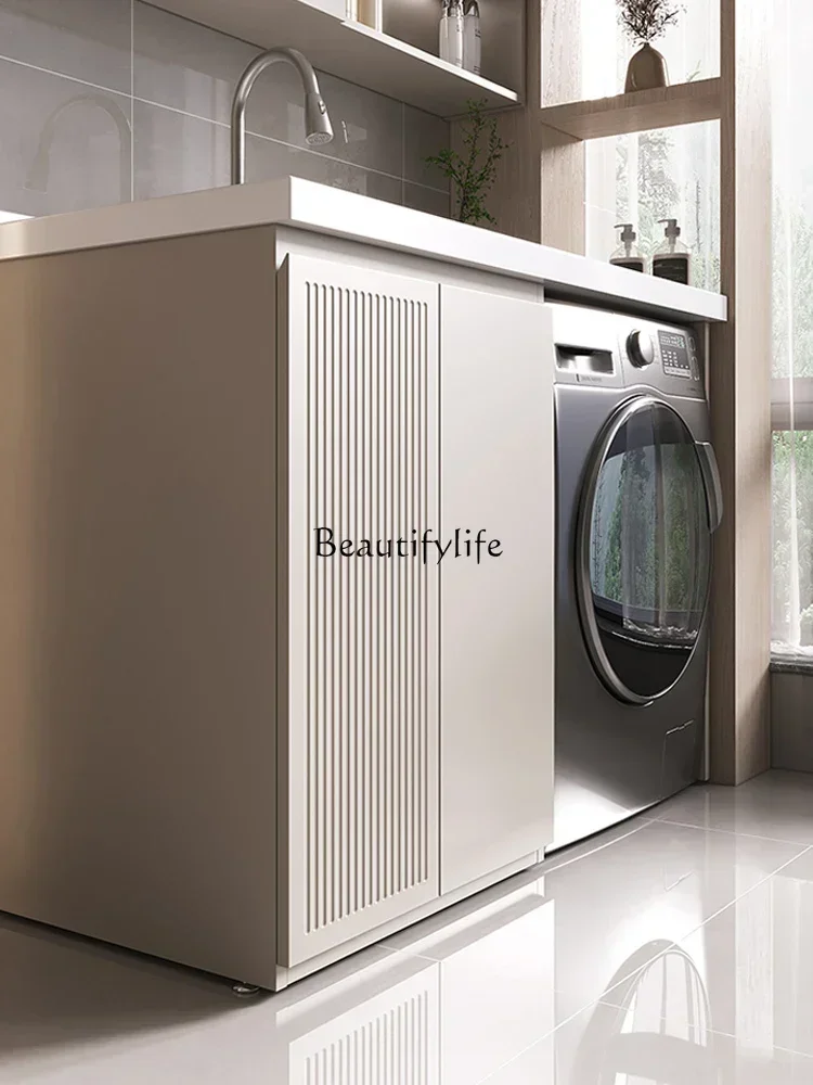 Stainless Steel Honeycomb Aluminum Balcony Washing Machine All-in-One Cabinet Combination Drum Partner with Washboard Basin