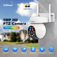 Srihome 5MP Wifi Wireless PTZ IP AI Auto Tracking Sound&Light Alarm Starlight Color Night Vision Outdoors Surveillance Cam SH052