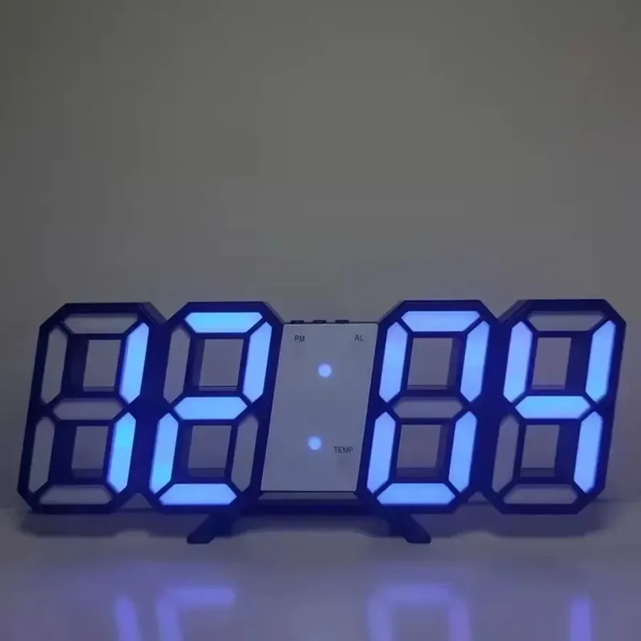 LED Time Display Wall Mounted Screen RGB Desktop Decoration 3D Stereoscopic Digital Light Alarm Clock/Date/Temperature Lamp