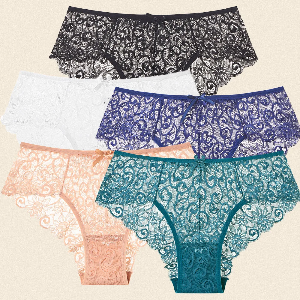 

5pcs women Lace underwear Low-Rise Floral Panties