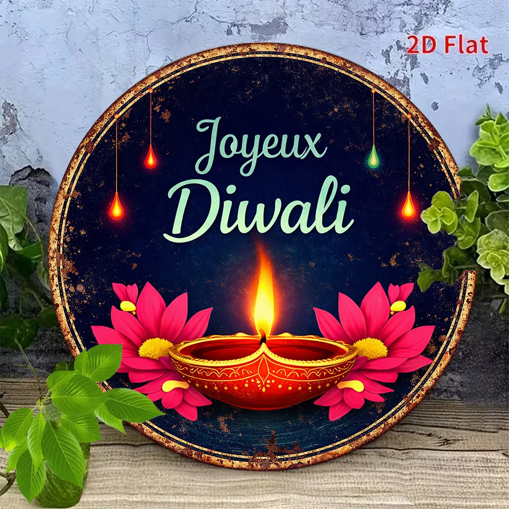 CIFBUY Retro Happy Diwali Celebration Aluminum Wall Art Waterproof Wearproof Home Kitchen Dining Room Yard Decor Gift