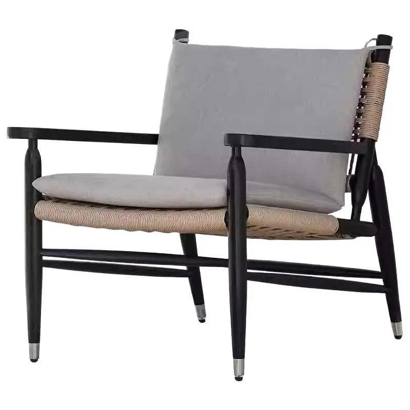 

Outdoor teak tables and chairs pastoral retro rattan armchairs B & B balcony terrace waterproof and sunscreen solid wood tables