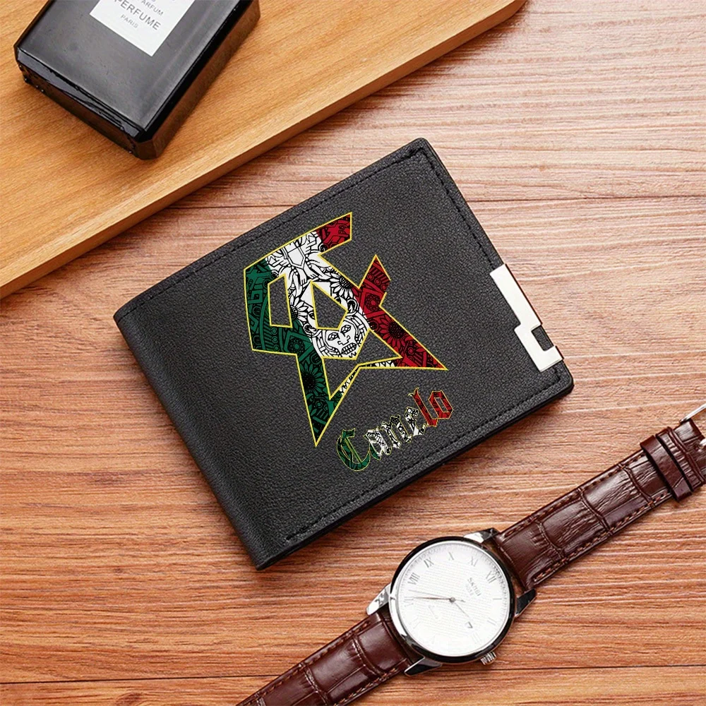 Mexican flag,star,Aztec design,Canelo. Men's Wallet Printing Design Simple Modern Stylish Business Father's Boyfriend's Christma