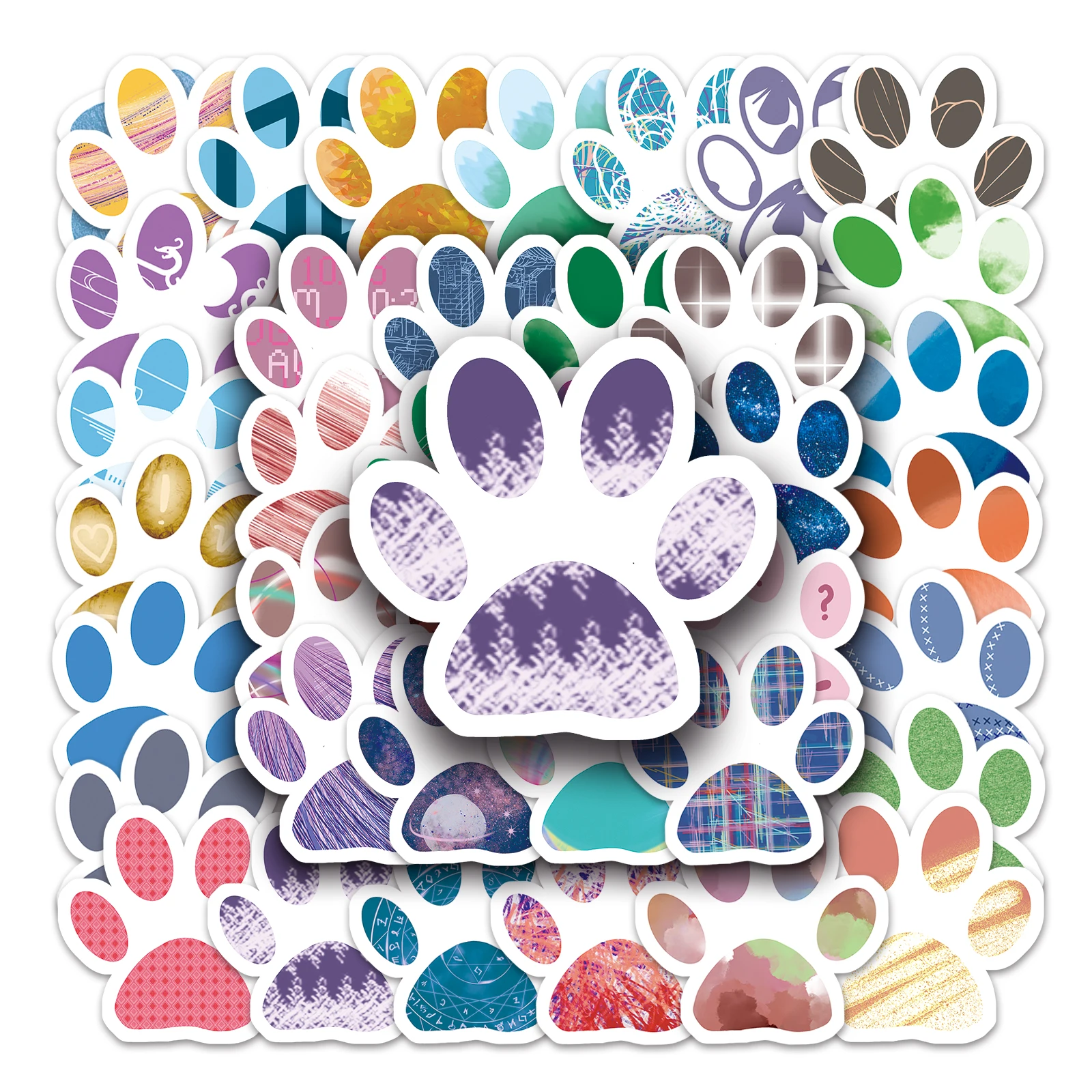 50Pcs Dog Footprint Series Cartoon Cute Waterproof Sticker Skateboarding Snowboard Retro Vinyl Sticker