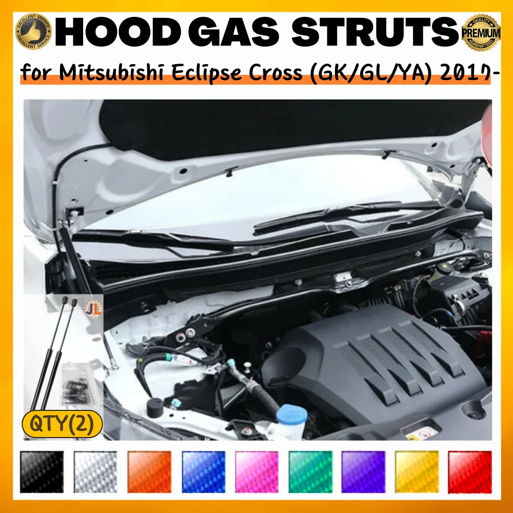 

Qty(2) Hood Struts for Mitsubishi Eclipse Cross (GK/GL/YA) 2017-present Front Bonnet Gas Springs Shock Absorbers Lift Supports