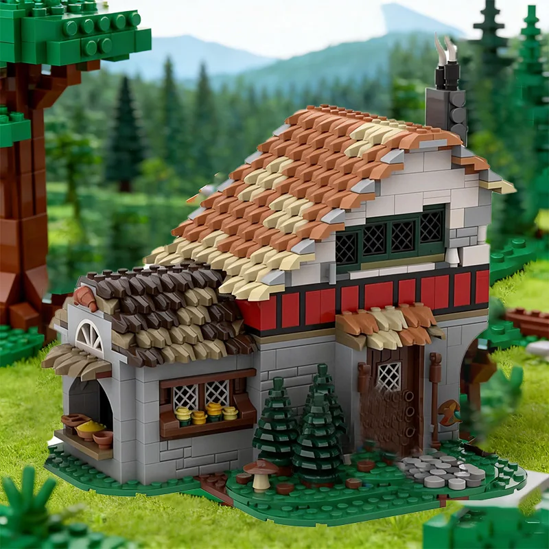 1487 ชิ้น ชุด City Engineering 10332 - ร้านเบเกอรี่ยุคกลางและบ้าน MOC ชุดตัวต่อแบบโมดูลปรับแต่งได้ ของเล่นสร้างสรรค์ DIY ของขวัญวันเกิด