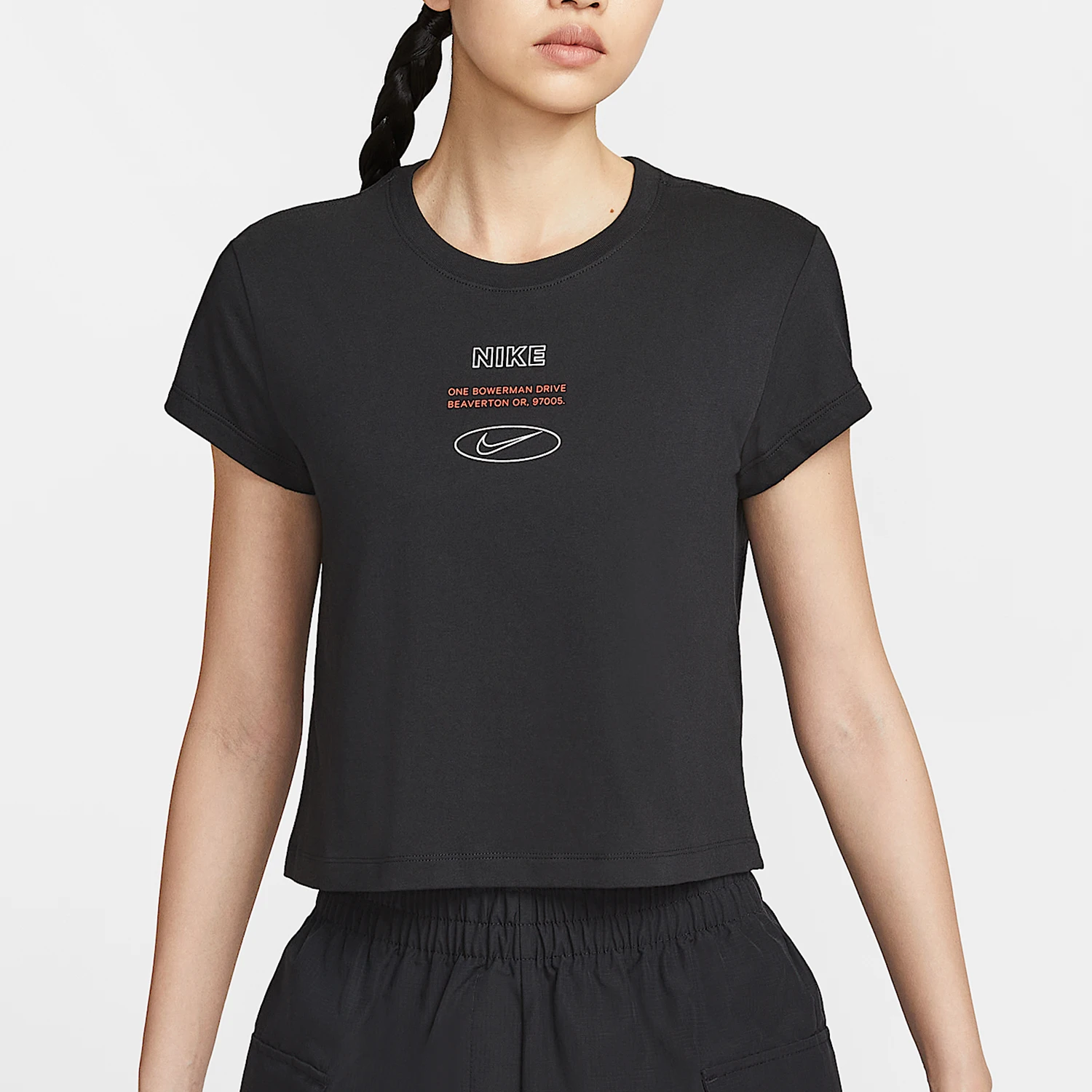 Nike genuine women's printed pattern round neck breathable sports short sleeved IH8507-010