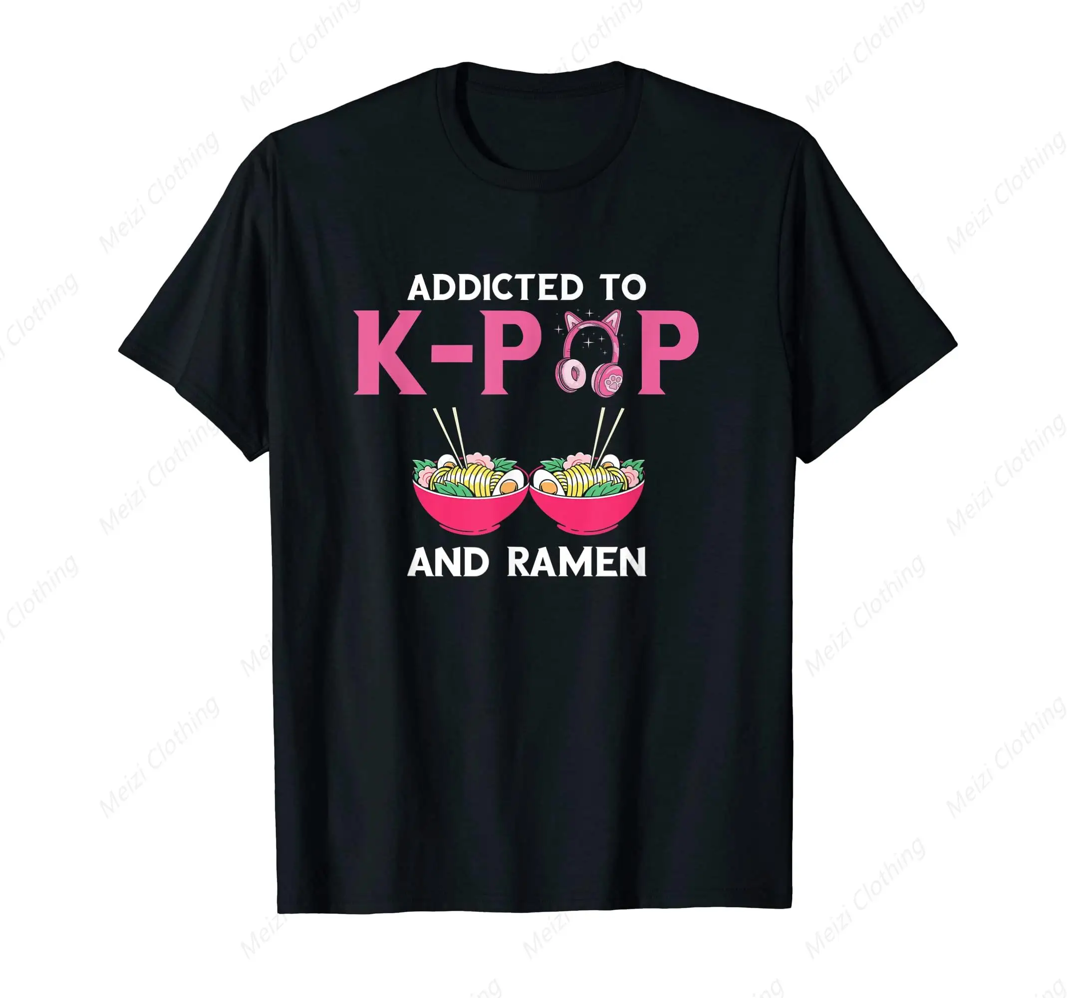 Camiseta con estampado divertido Indulge in K-Pop, camiseta de música coreana Lamian Noodles K-Pop, ropa fresca de algodón