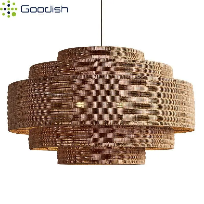 

Japanese Wabi-sabi Pendant Light Hand-woven Wicker Hanging Lamp Art Home Decoration LED Chandeliers for Living Dining Room Hotel