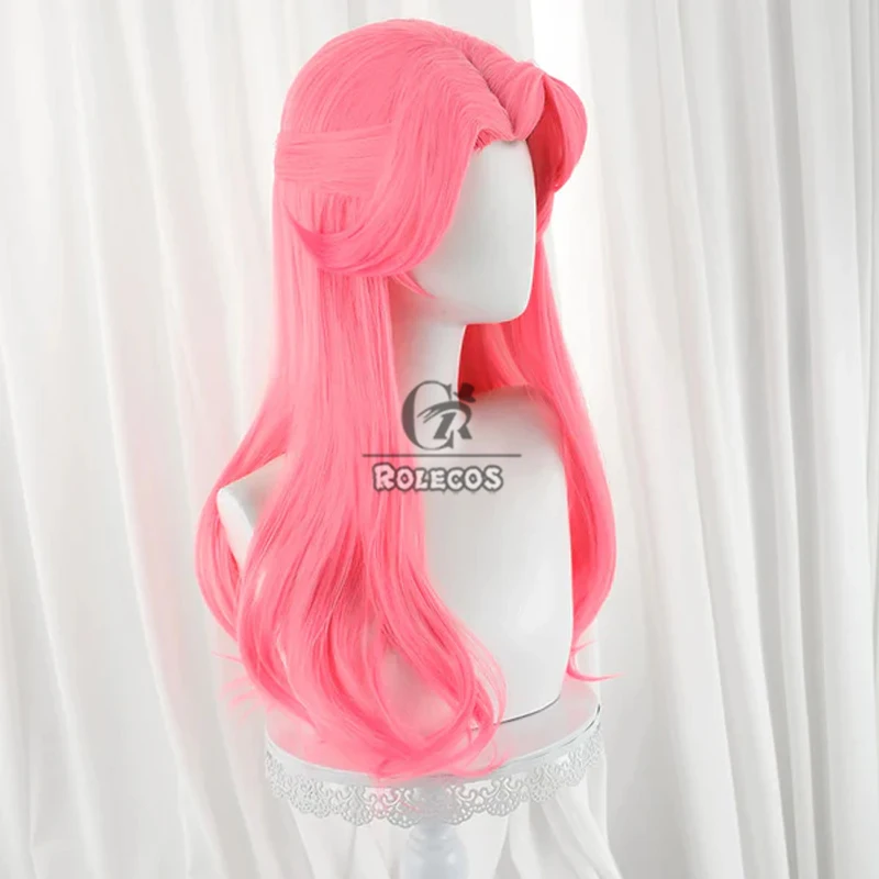 ROLECOS Synthetic Hair Game LOL Faerie Court Lux Cosplay Wigs Lux Role Play Halloween 60cm Long Pink Wavy Wig Synthetic Hair
