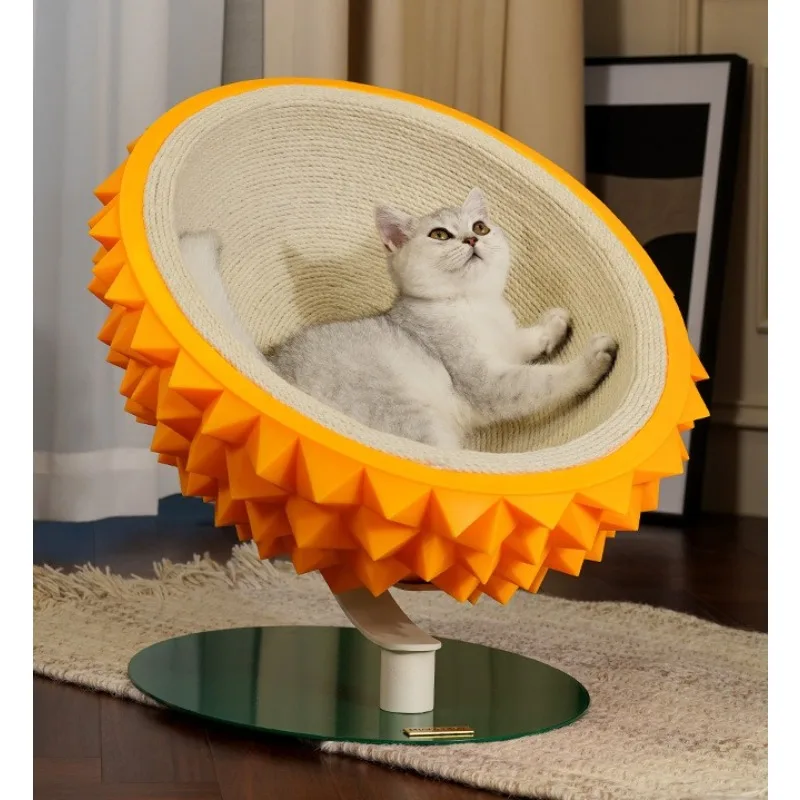 

Multifunctional Cat Nest: Durian Shell & Hemp Rope, With Sisal Scratching Board & Semi-Enclosed Pet Bed, Tickly Toy For Pet