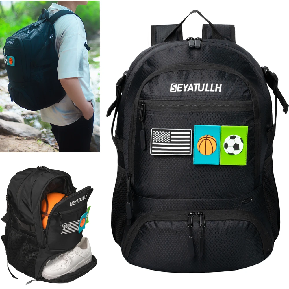 Basketball Bag Backpack for Men Women with Ball & Shoes Compartment Soccer Ball Volleyball Backpack Sports Travel Gym School Bag