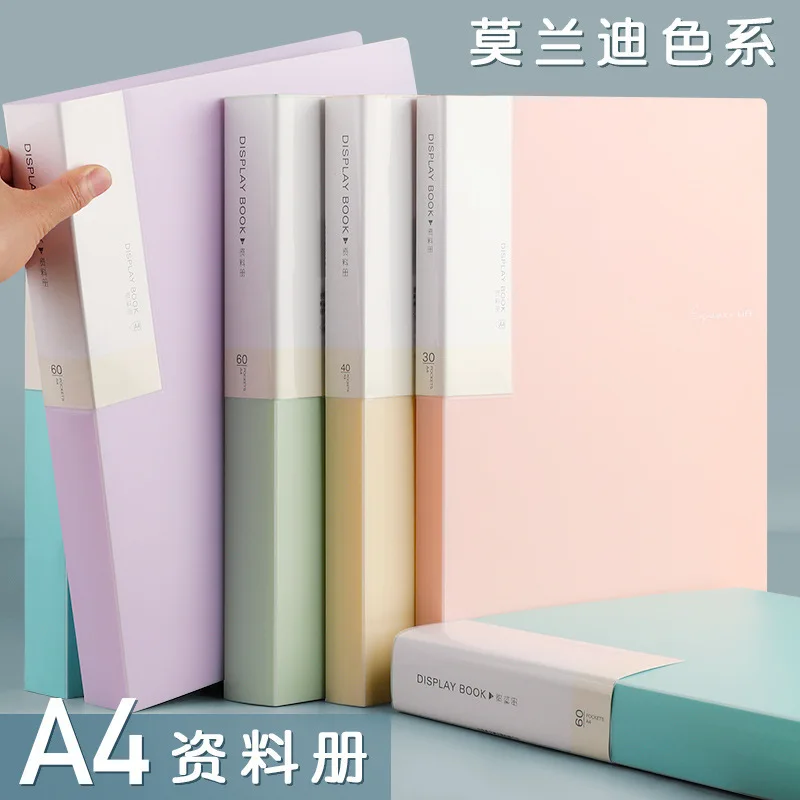 

A4 File Folder Display Book 30 Pages Transparent Insert Paper Document Organizer Bag Office School Supplies Stationery