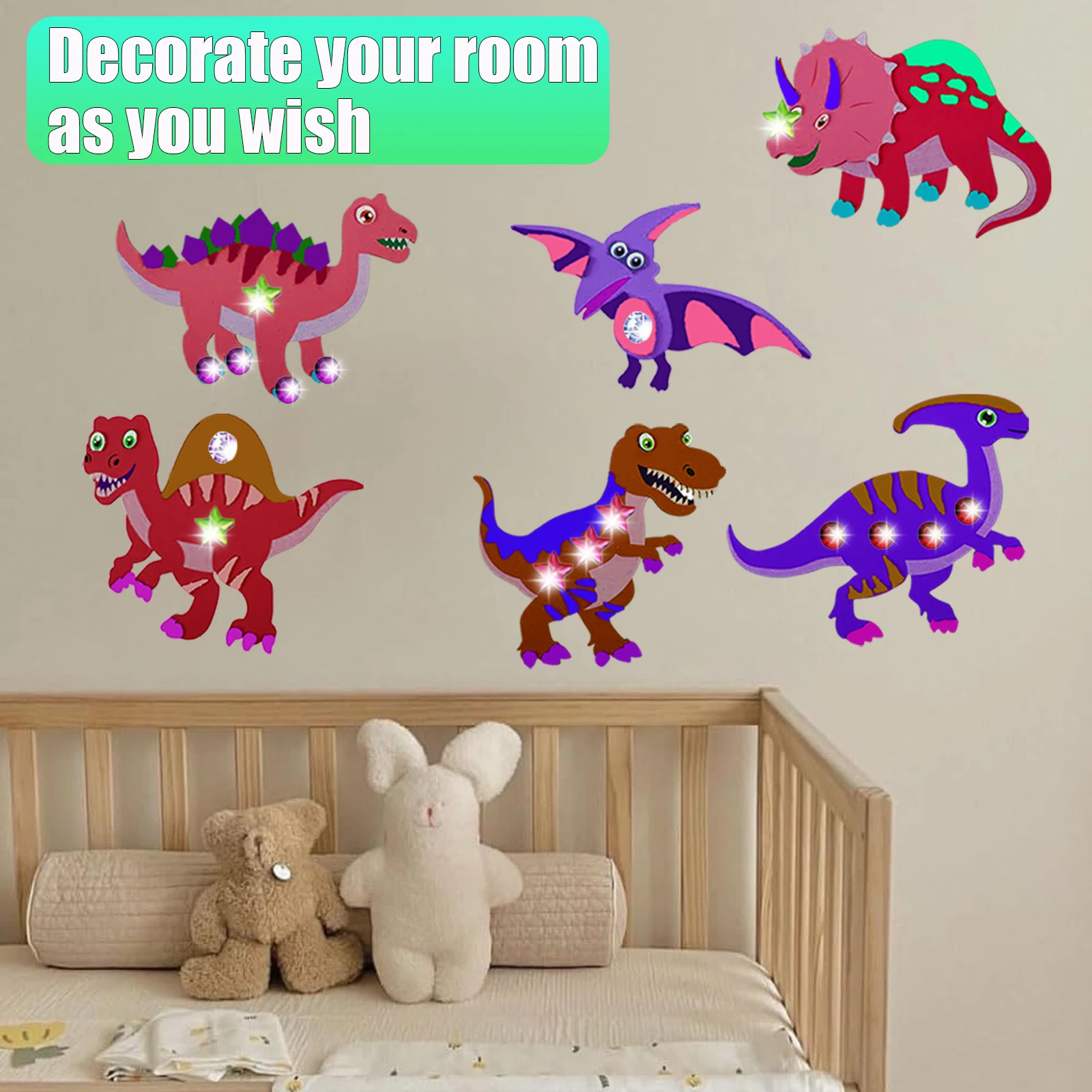 218PCS Dinosaur Wooden Craft Set, 12 Unfinished Dinosaur Wood, Birthday Party Decorations, Gift Labels, Wooden Craft Set