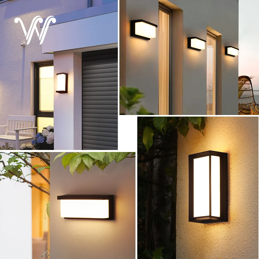 Imagem -02 - Lâmpada de Parede Led Impermeável ao ar Livre Iluminação de Parede Exterior Corpo Plástico Luz Branca Quente do Alpendre Luz do Jardim Ip65 24w Ac85265v