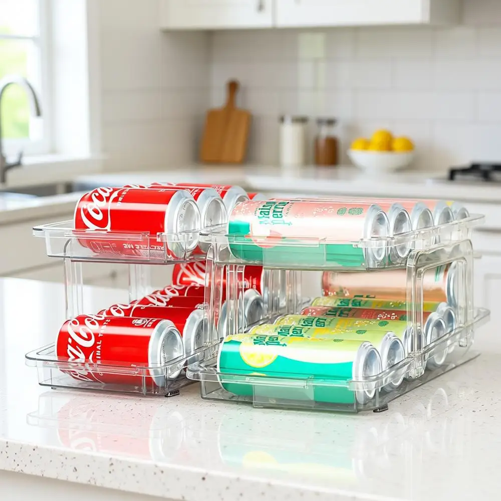 

Expandable Soda Can Organizer 2 Pack, Adjustable Width Can Dispenser or Refrigerator 6.1''-9.38'' W, Drink Organizer or Ridge, C