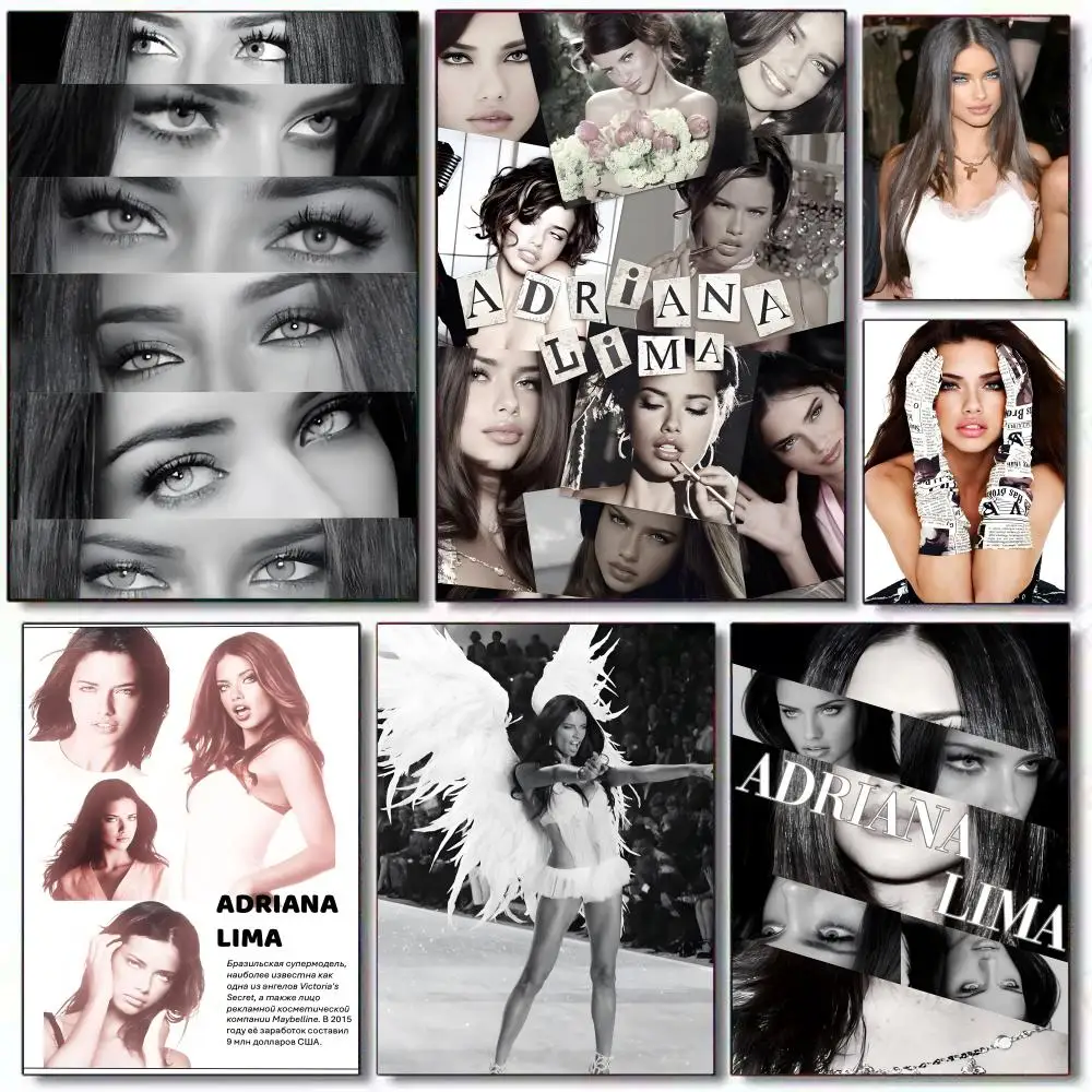 Adriana Lima Model Poster HD PVC Arte de pared autoadhesivo - Impermeable reutilizable para cafetería de oficina en casa