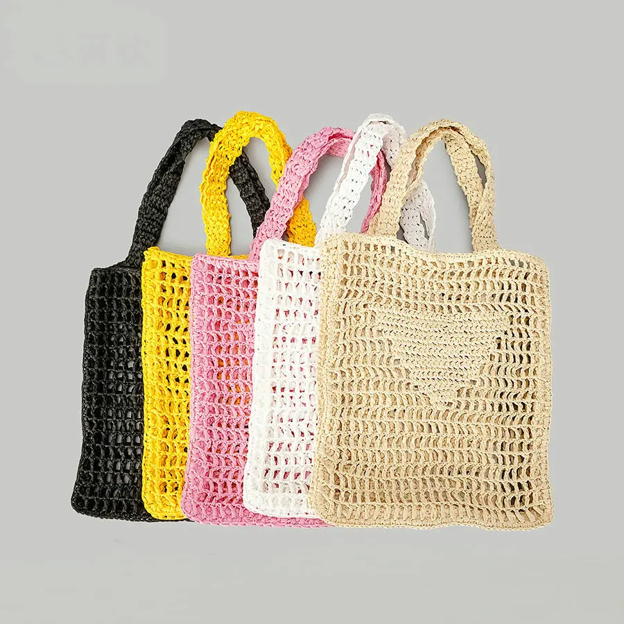 Hollow NO Letter Straw Woven Handbag Fashion Totebag Woven Women's Shoulder Bag Summer Beach Handbag Storage Bag Organizers Bags