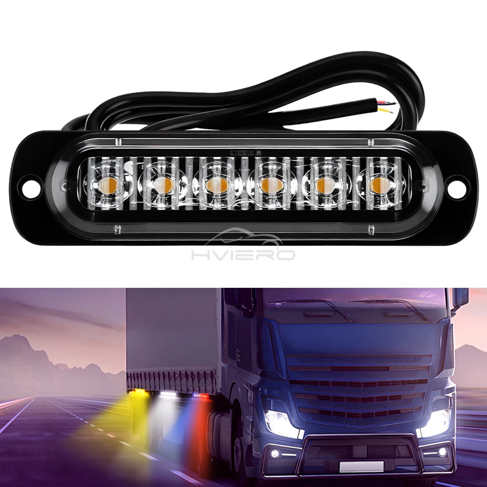 1X Truck 12V-24V LED Warning Strobe Grille Flashing Lamp Bar Side Car Beacon Red Yellow White Turn Signal Parking Drl Fog Light