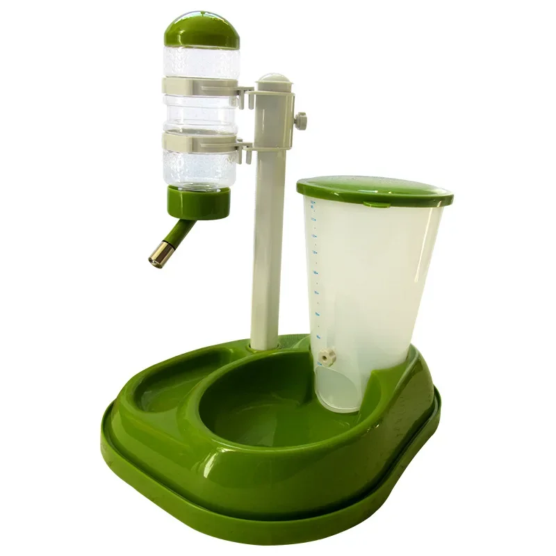 Dual-Use Pet Cat Dog Automatic Feeder with Water Fountain Large Capacity Food Bucket and Water Bottle Dispenser for Dog Cat