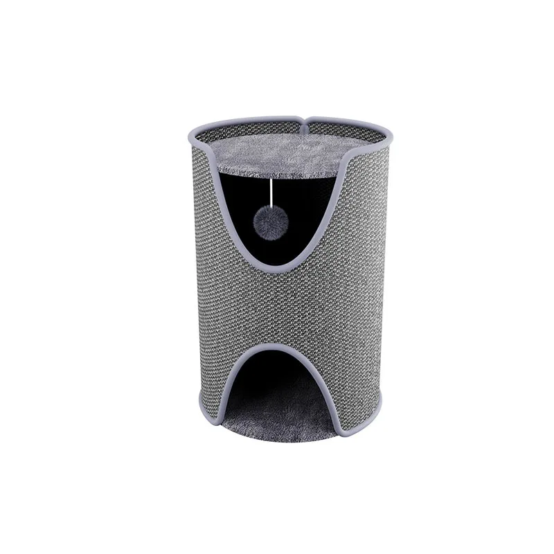 Árbol rascador de sisal cerrado con cama y poste para gatos - imagen 4