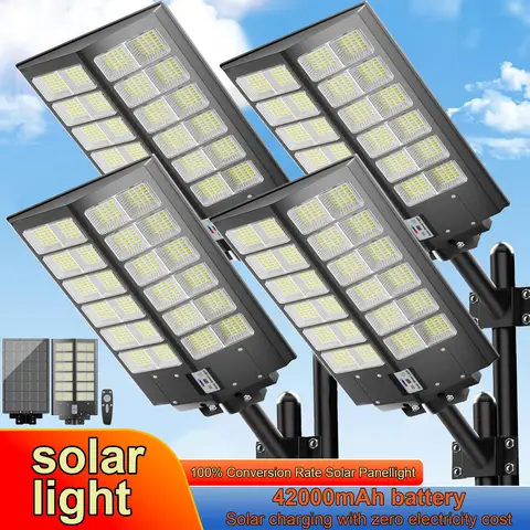 4-Pack Outdoor Solar Street Lights 6000W Automatic Sensor Lighting IP65 Waterproof Energy-Saving Eco-Friendly Suitable for Garde