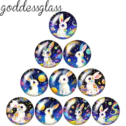 New Planets Painting style Rabbite universe 10pcs 12mm/18mm/20mm/25mm Round photo glass cabochon demo flat back Making findings