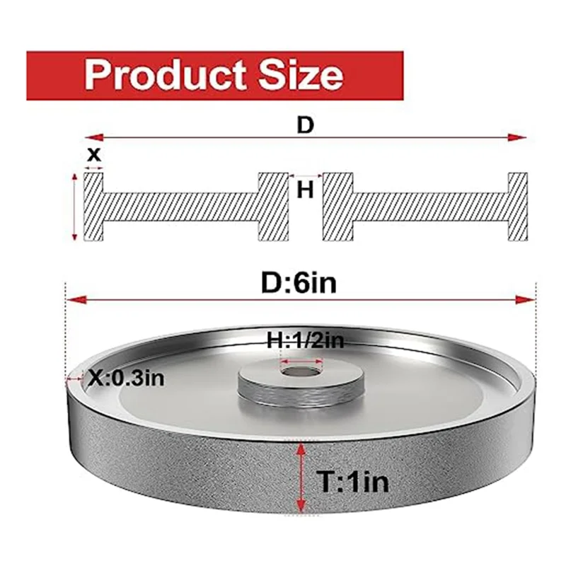 L33A_CBN Grinding Wheel, 6 Inch Dia x 1 Inch Wide x 1/2 Inch Bore for Sharpening Woodturning Tools,Bench Grinders (180 Grit)
