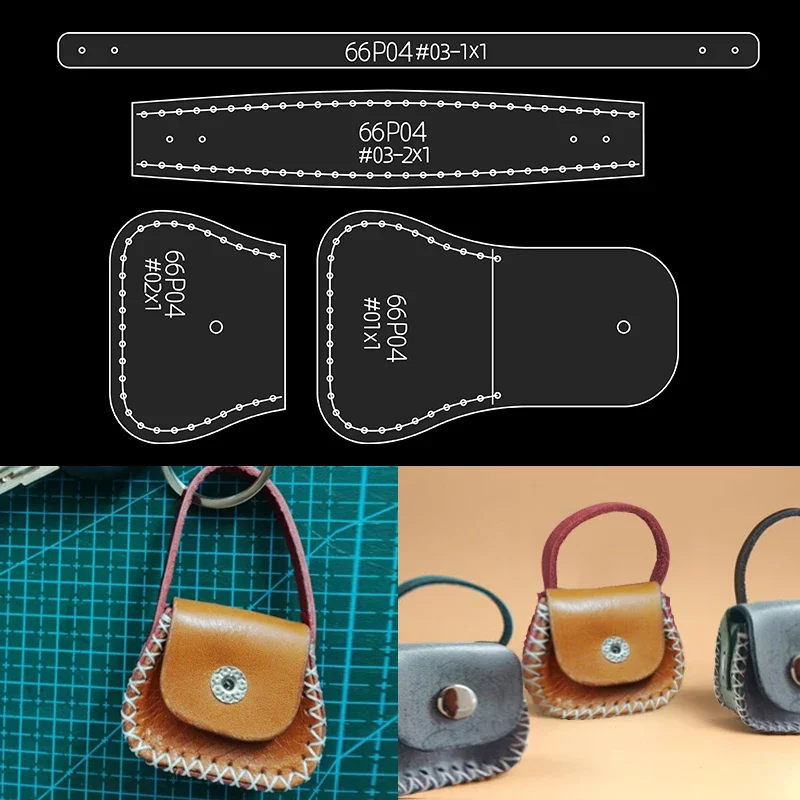 NUBECOM 4pcs/set Mini Handbag Making Molds Acrylic Templates DIY Leather Pattern Handmade Stencil Wallet Making Mold Accessories