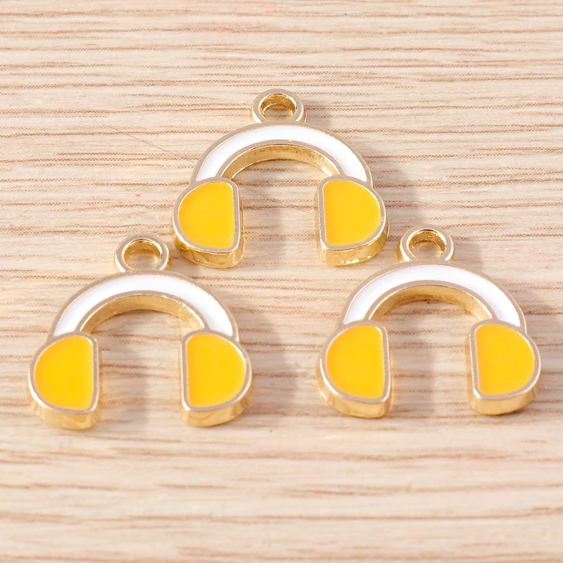 10 Stück 14x14mm Niedliche Emaille-Musik-Kopfhörer-Anhänger für Schmuckherstellung, Ohrringe, Halsketten, DIY-Bastelzubehör – Detail 13