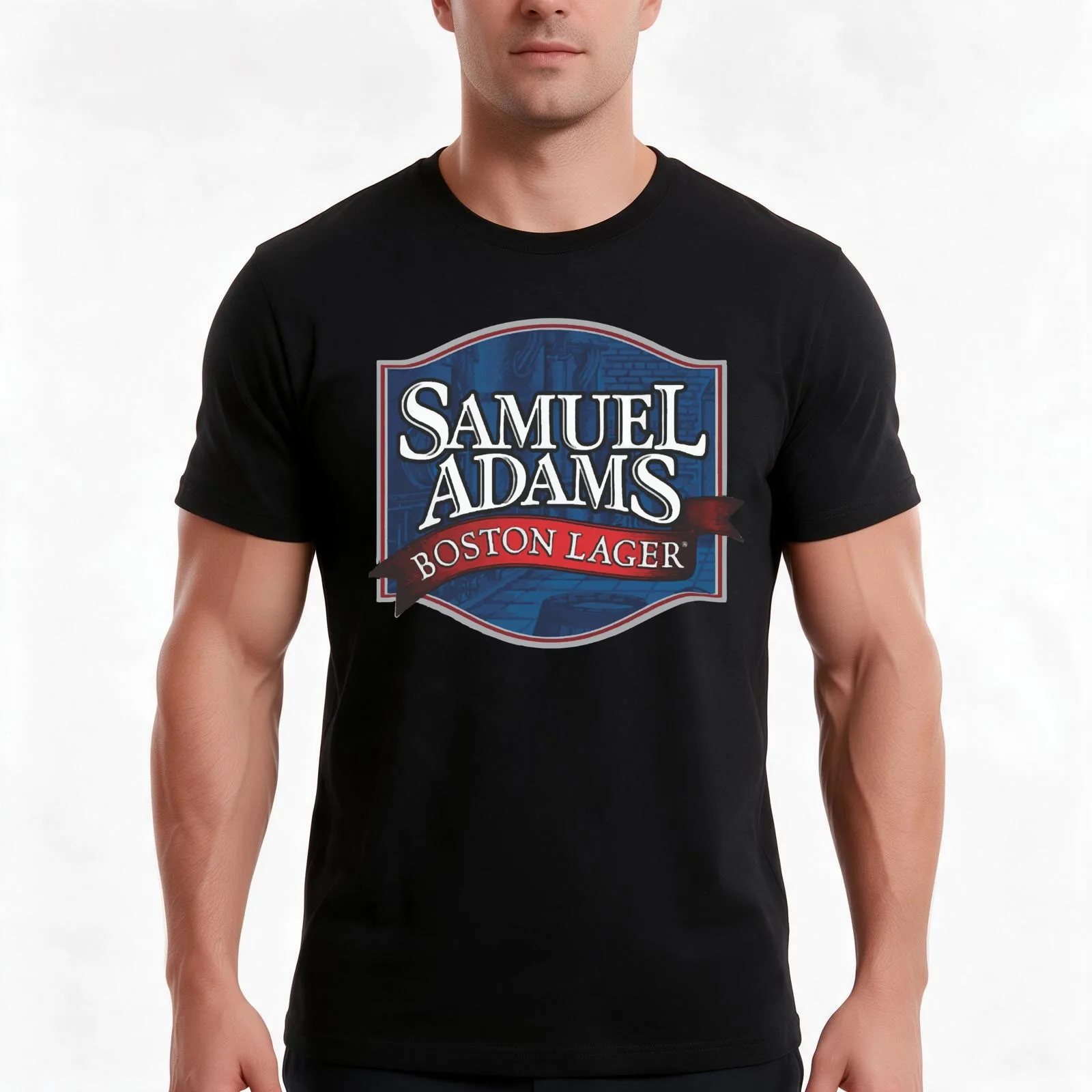 Samuel adams beer T-Shirt, Summer Casual Cotton Tee, Oversized Streetwear Tops, Vintage Graphic Print, Loose Fit Short Sleeve