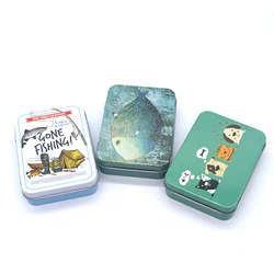 1PC Small Rectangular Hair Clip Earrings Fishing Gear Box Flip Cigarette Storage Tin Box Creative Metal Photo Candy Card Case