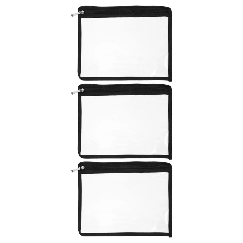 

3pcs Transparent Pencil Pouch Pvc Waterproof Storage Bag For Documents Stationery Travel School Office Organizer Zipper File