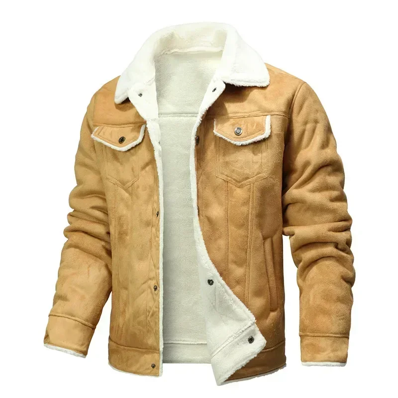 

Winter Men Suede Leather Jacket High-quality Youth Fashion Casual Coat Men Clothing Classics Jacket Male Thicken Warm Jacket