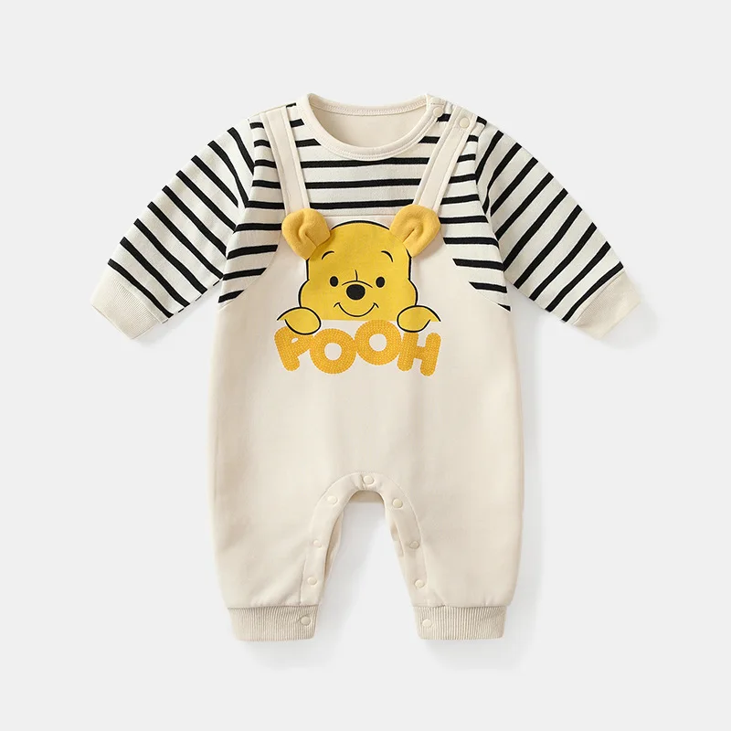 

MINISO Disney Cotton Baby Rompers Stripes Winnie Pooh Infant Boys Girls Jumpsuit Long-Sleeve Pajamas Cartoon Newborn Bodysuits