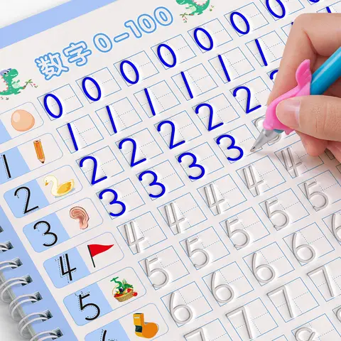 Reusable Children 3D Copybook For Calligraphy Numbers Handwriting Copybooks Learning Math Writing Practice Book For Kids