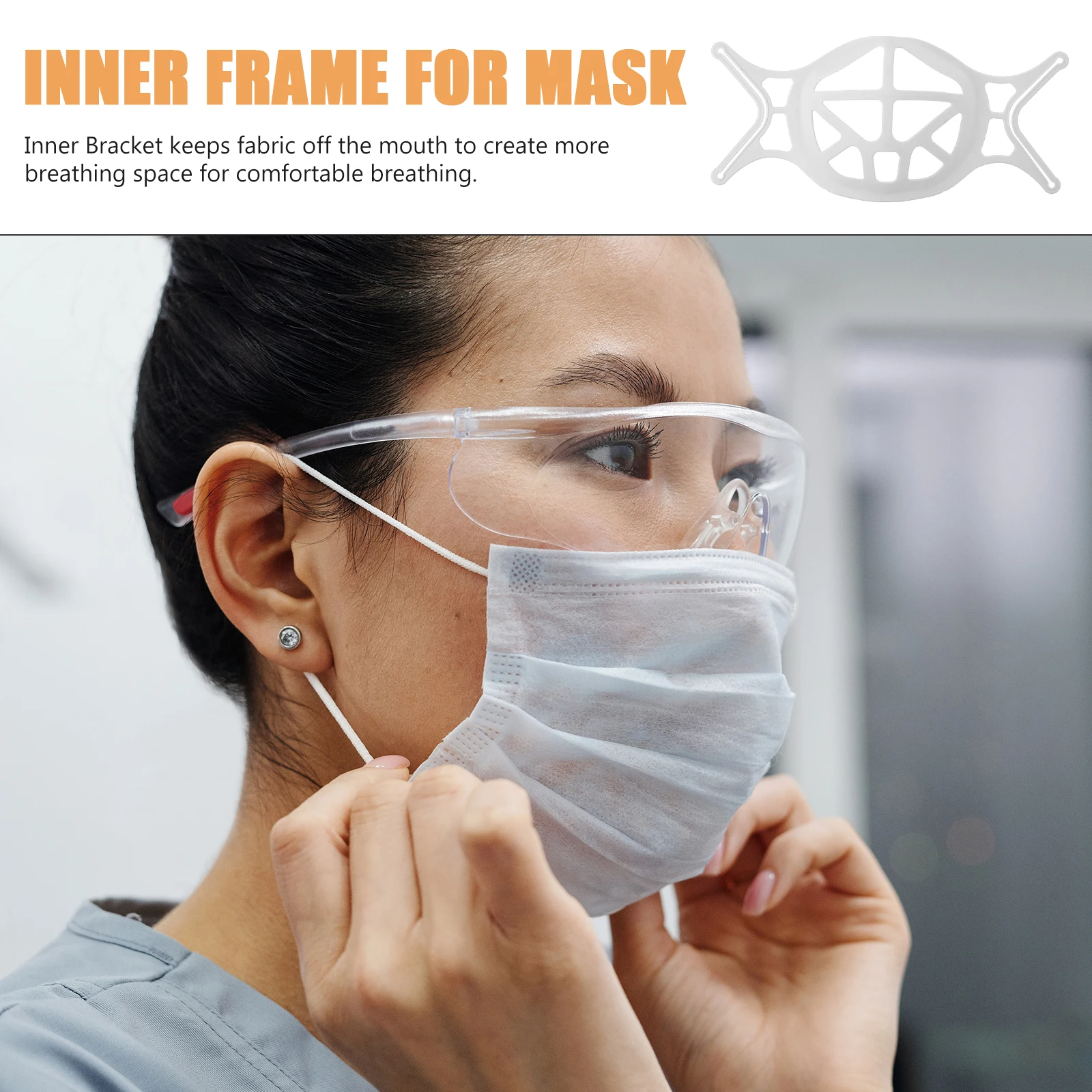 

10pc Mask Bracket Lightweight Reusable Waterproof Breathable Support White Easy Clean Labor Protection Supplies Face for Mask