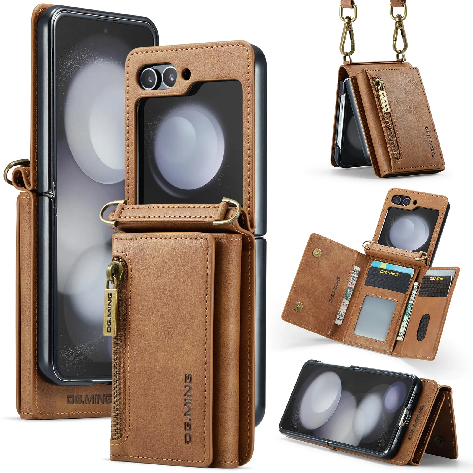 

Luxury Faux Leather Case For Samsung Galaxy Z Flip 6 5 4 3 Hinge All-inclusive Folding Shockproof Protective Hard Back Cover