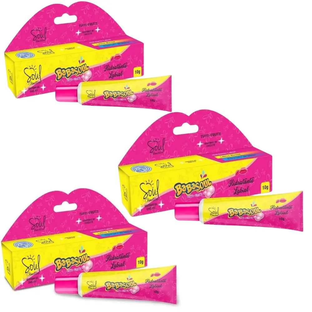 Kit C/3 Lip Moisturizer Smell Gum Gum Tutti-Frutti Babasoul Soul Cosmetics