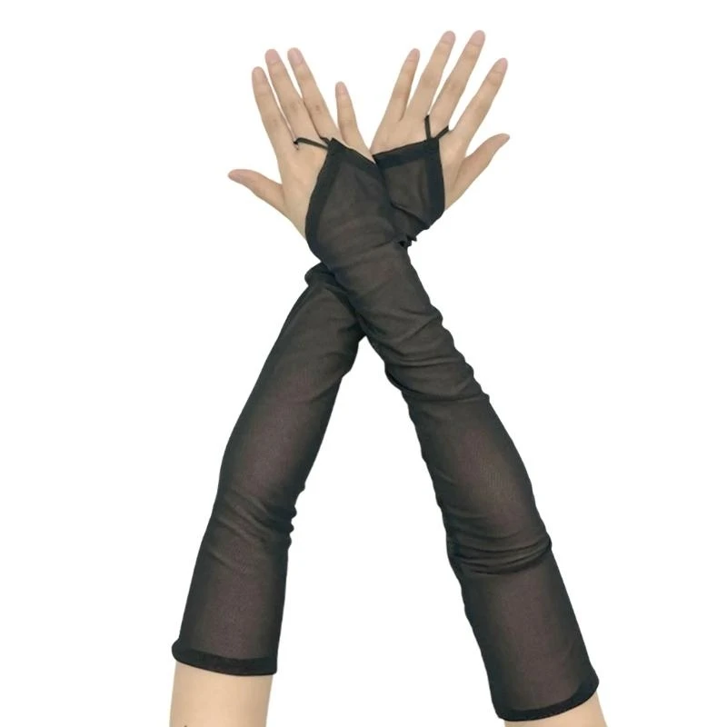 

652F Fashionable Long Tulle Gloves for Women 1920S Cosplay Party Costume Arm Sleeves