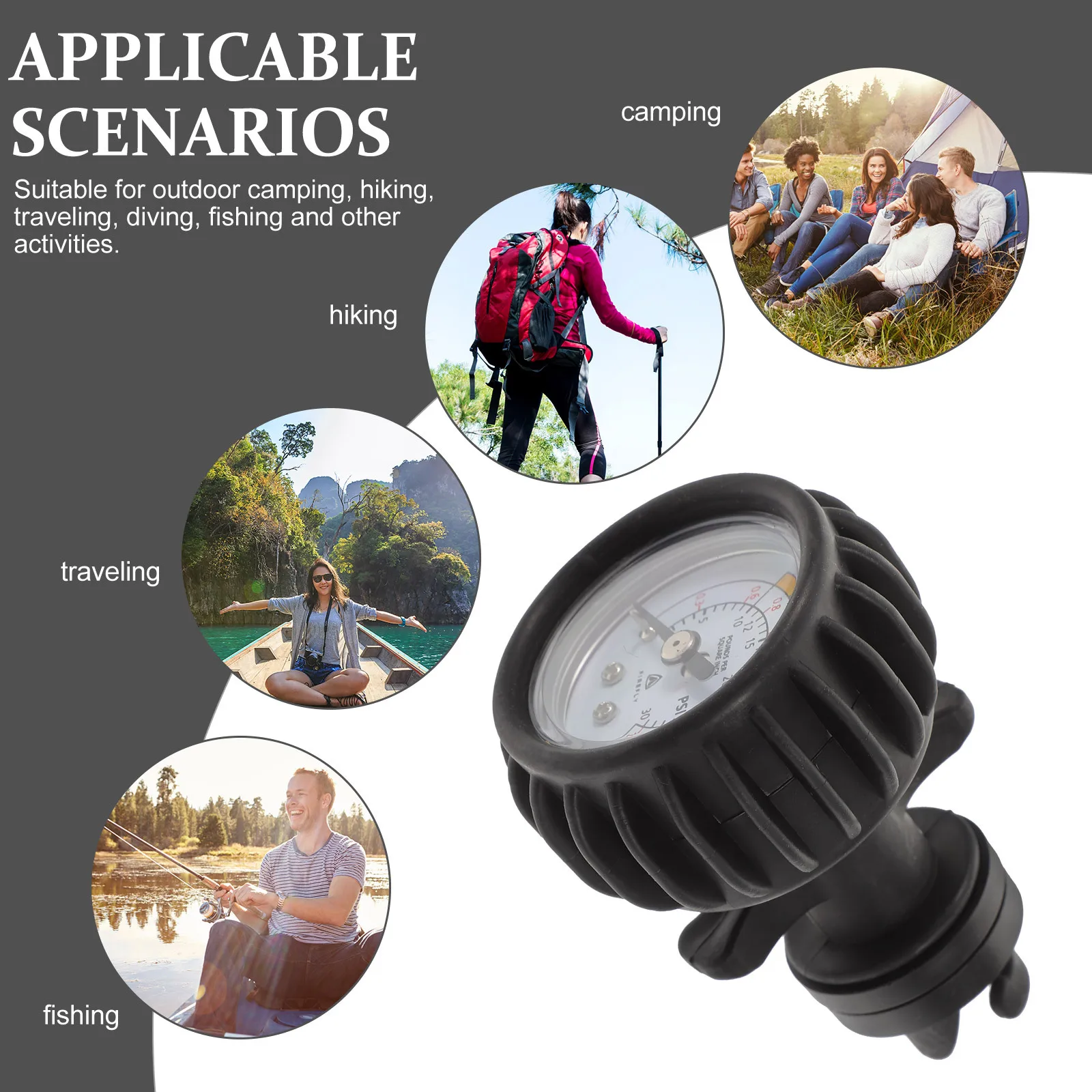 

25psi Pressure Gauge Air Thermometer for Inflatable Boat Kayak Paddle Board Surfing Rubber Housing Easy Reading