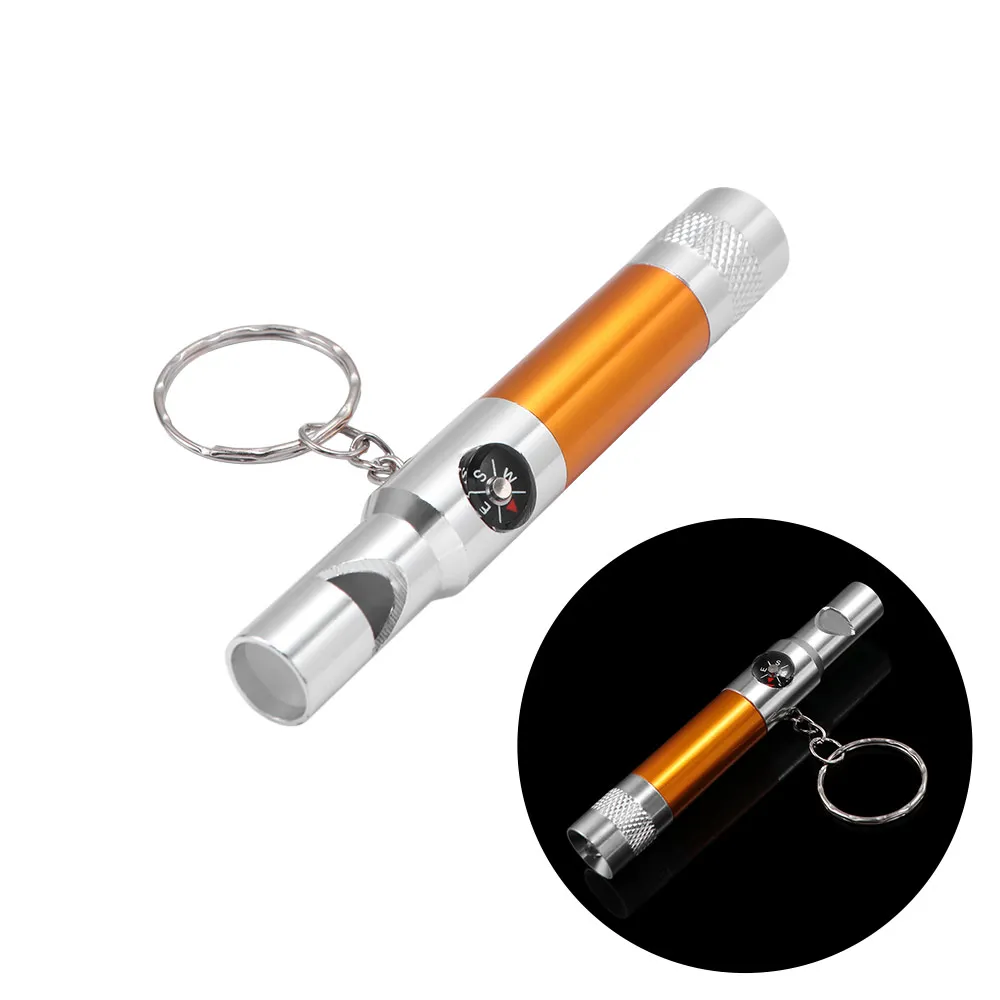 Quality Torch Tools Survival Hiking Tool Keychain Light Climbing Keyring 3-In-1 Flashlight Whistle Compass