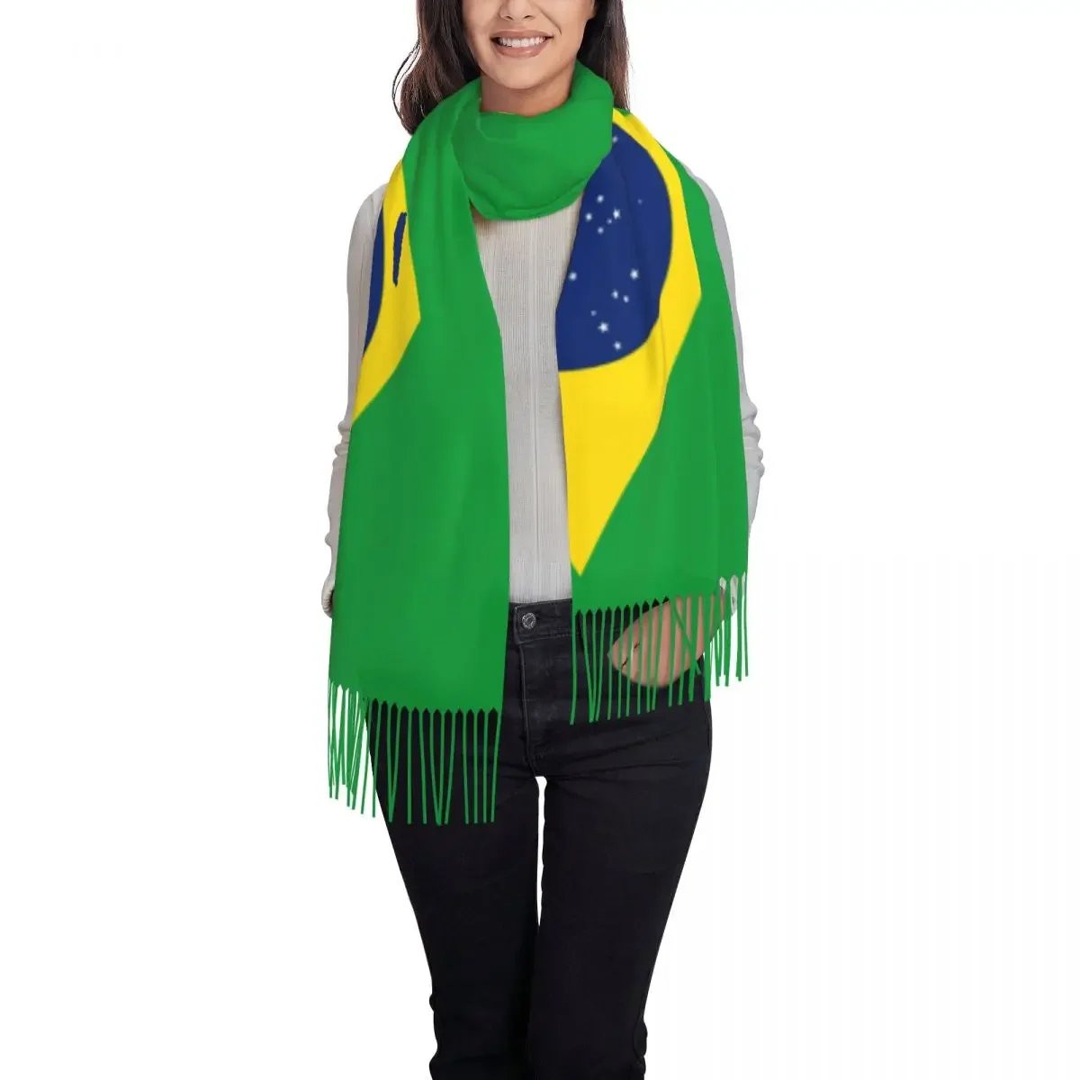 Customized Printed Brazil Flag Scarf Men Women Winter Fall Warm Scarves Shawls Wraps