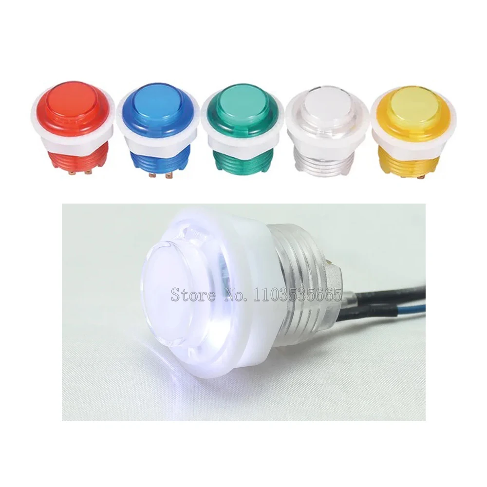 50PCS Original BaoLian 24mm 5V/12V LED Illuminated Light Round Clear Push Button With Microswitch For DIY Arcade Game Machine