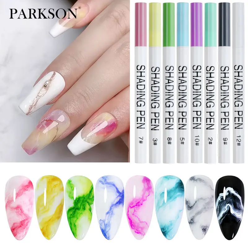 Parkson 15 Colors Gel Nail Polish Blooming Watercolor Shading Smudge Pen Marble Partten Smoke Ink Effect Nail Tool For Manicure