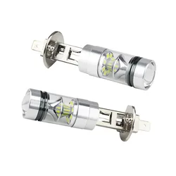 2Pcs Car H1 H3 100W LED White 12V 20SMD Projector Fog Driving DRL Light Bulb 6000K Super Bright Car Headlight Bulbs