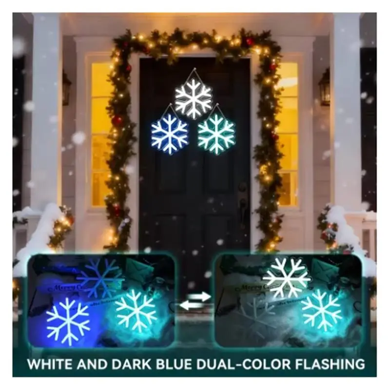 3pcs Snowflake Neon Signs Aesthetic Wall Mount Indoor Decor Lights Winter Window Bar Living Room Decoration 23cm20cm