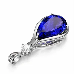 Angel Eyes Pendant Blue Crystal Sapphire Tanzanite Pendant Necklaces for Women Jewelry Bijoux Party Fashion Gifts
